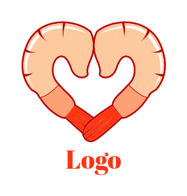 food logo template prawn forming heart