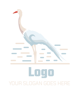 illustrative logo of crane bird merged with water lines