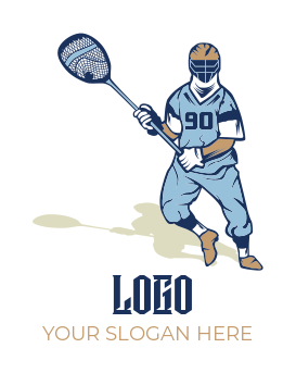 illustrative logo idea of lacrosse man with stick in helmet 