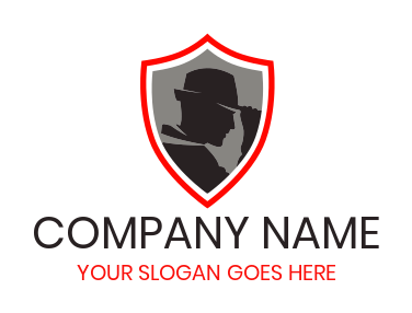 security logo investigator with hat in shield