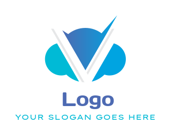 generate a Letter V logo merged with cloud