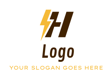 Letter H logo template with lightning bolt