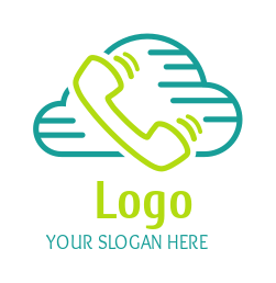 communication logo line art cloud and phone