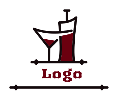 wine shop logo line art glass and bottle