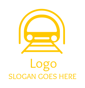 minimal metro train in tunnel logo icon