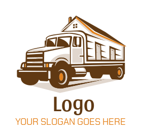 Movers truck carrying house logo generator