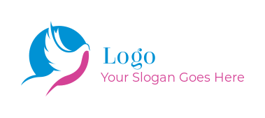 pet logo illustration negative space flying dove in circle 