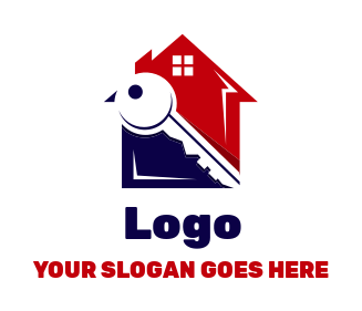 real estate logo negative space key in house
