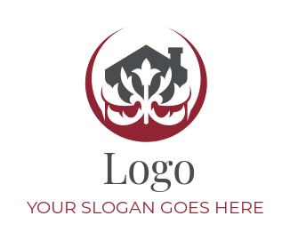 landscape logo icon ornament plant in house shape - logodesign.net