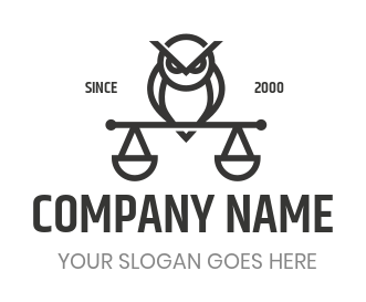 law firm logo template owl on scale