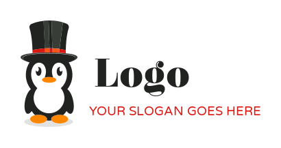 create a pet logo penguin wearing magician hat