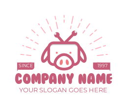 animal logo template pig face with rays