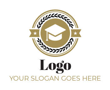 Private School hat with circle wreath logo creator