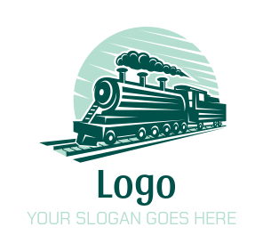 Railway train with smoke logo template