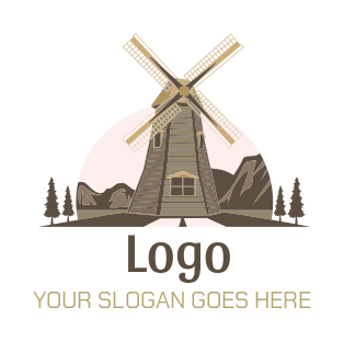 Rustic logo design of windmill