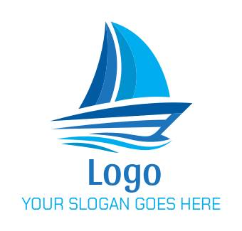 Sail Boat with water waves logo creator