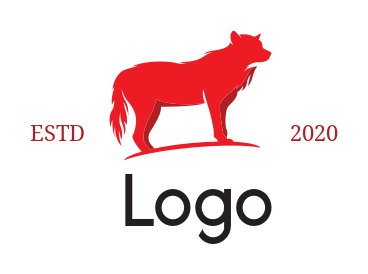 silhouette wolf standing logo creator 