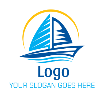 Simple logo design of sail boat with arc