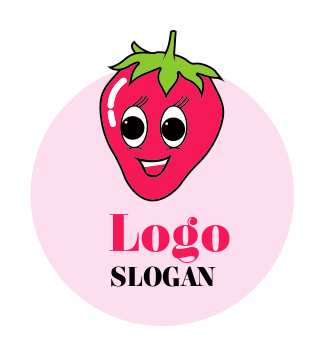food logo strawberry cartoon in pink circle