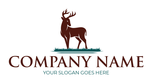 create an animal logo stag standing on grass - logodesign.net