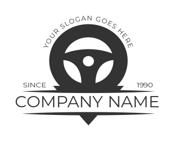 auto shop logo steering wheel silhouette