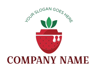 restaurant logo strawberry and leaves dripping