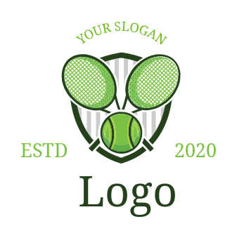 tennis racket with ball and shield logo sample