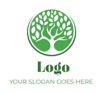 community logo maker tree leaves in circle - logodesign.net