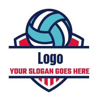 Volleyball icon on shield badge logo icon
