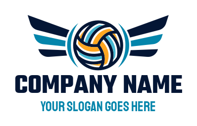 sports logo template volleyball with wings