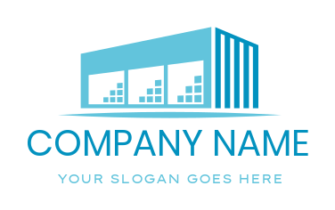 Create a storage logo of a warehouse building