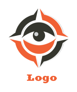 generate a security logo of eye inside compass 