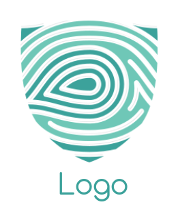 security logo of abstract fingerprint in shield