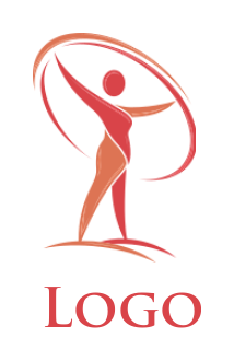  fitness logo of abstract girl with hula hoop