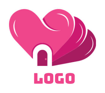 create a dating logo abstract heart with door 