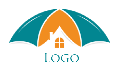 real estate logo abstract house with umbrella