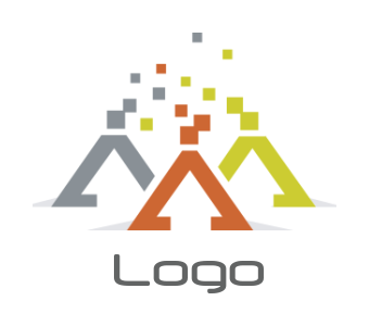 advertising logo abstract A with arrows pixels