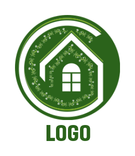 home improvement logo maker abstract line art home in circle - logodesign.net