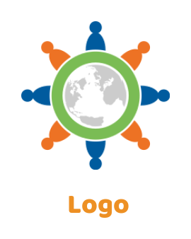 community logo abstract people around the globe