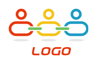 create a community logo abstract people forming chain - logodesign.net