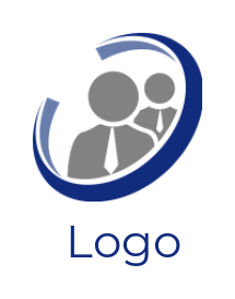 HR logo template abstract people with ties in magnifying glass