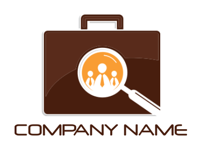 HR logo persons in magnifying glass briefcase