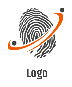 employment logo maker abstract swoosh people around the thumbprint