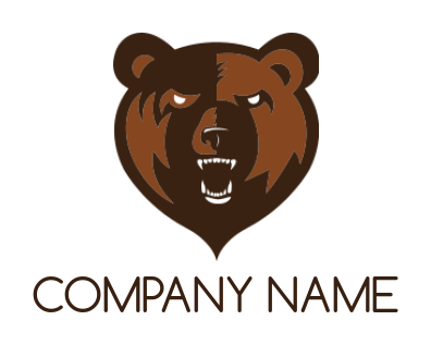 make an animal logo aggressive roaring bear head