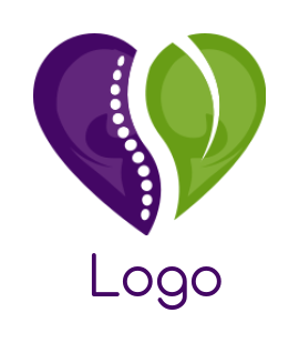 medical logo leaf and spine forming heart