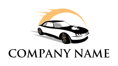 auto logo symbol car with swoosh and sun