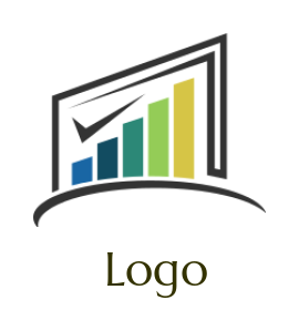 investment logo bars with check mark in swoosh