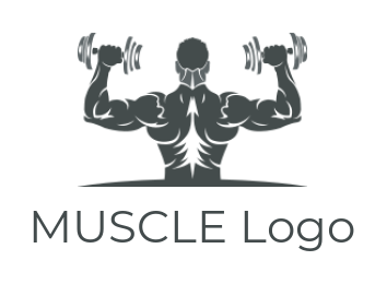 fitness logo bodybuilder holding dumbbells