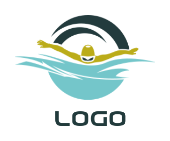 sports logo athlete with goggles swimming