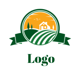 agriculture logo barn trees field circle ribbon